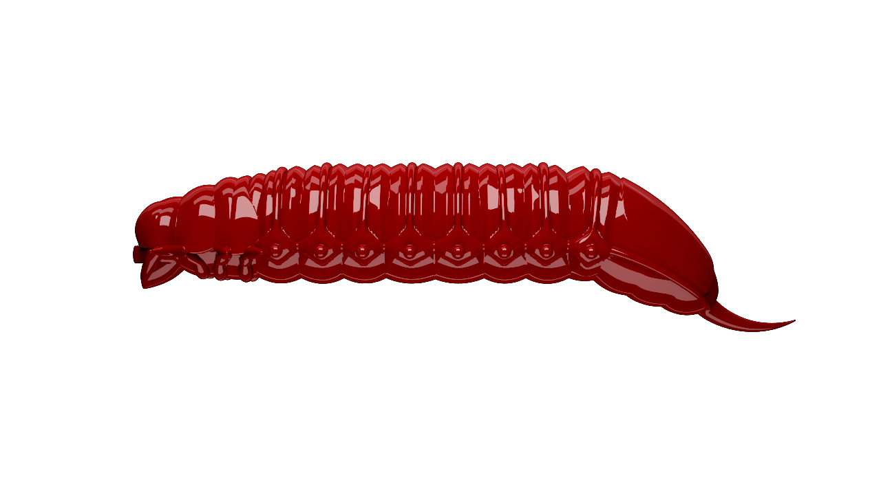 Roter Libra Lures Goliath Forellen Gummiköder mit Aroma, auftriebsvoll und realistisch gestaltet für Forellenangeln.