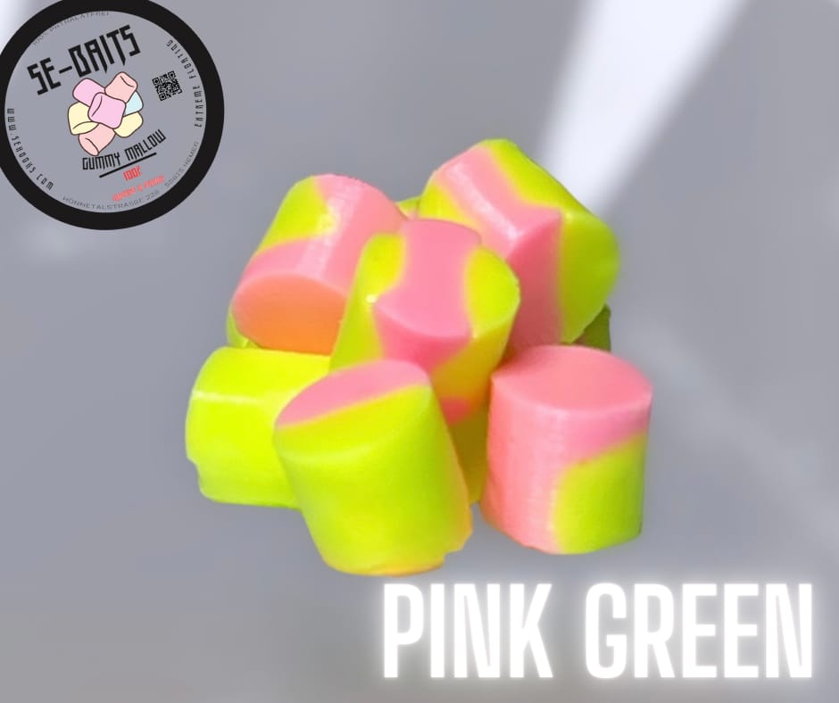 SE-BAITS Gummi Mallow Extreme Floating fishing bait in vibrant colors, showcasing its soft texture and buoyant design.
