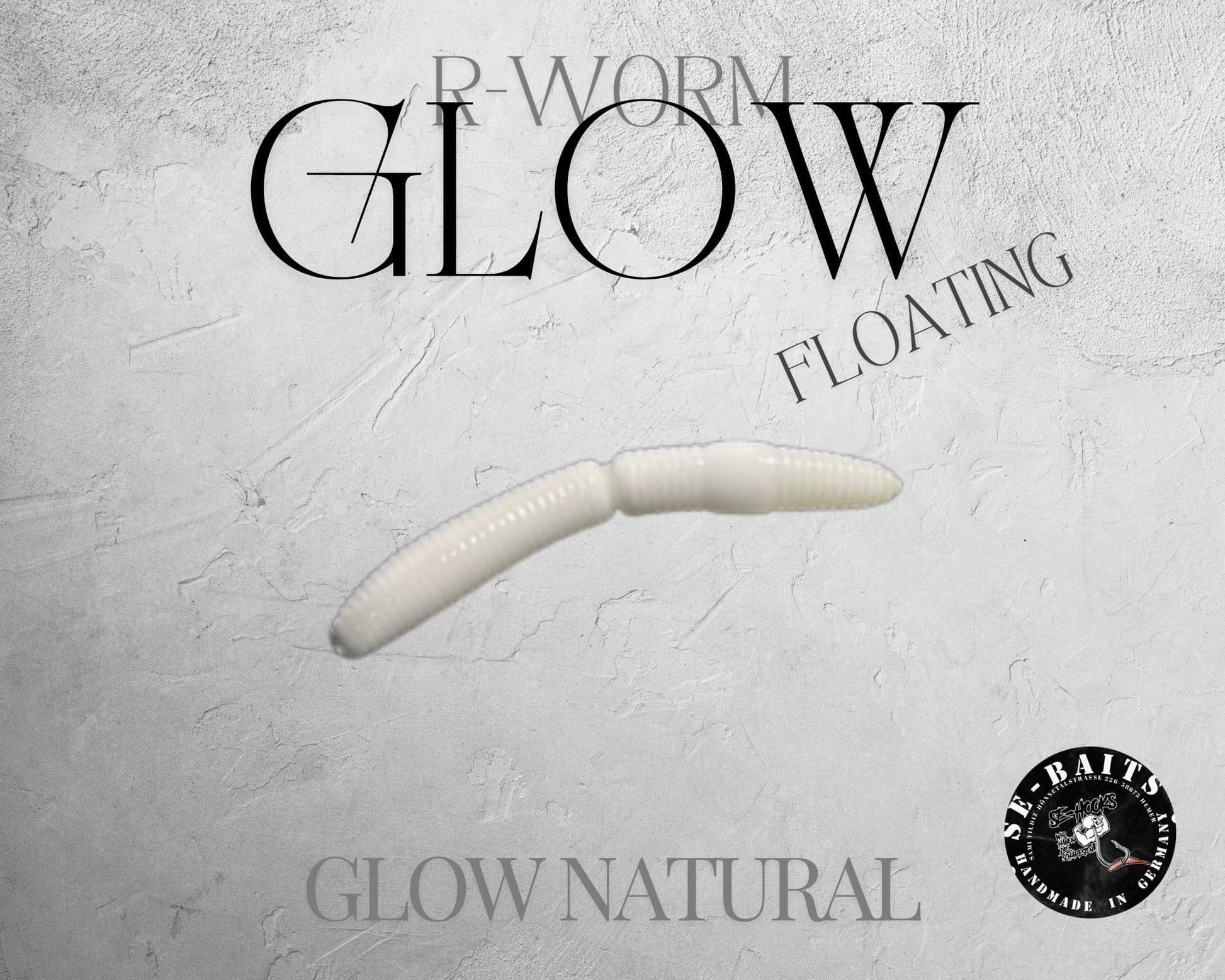 Gelber SE-BAITS R-WORM GLOW EXTREME Floating Gummiköder mit leuchtenden Eigenschaften, ideal für das Angeln im Wasser