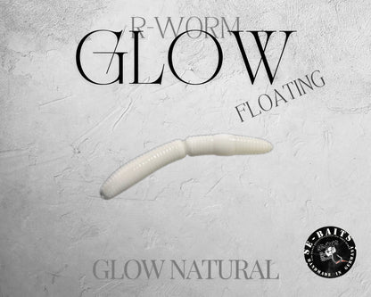 Gelber SE-BAITS R-WORM GLOW EXTREME Floating Gummiköder mit leuchtenden Eigenschaften, ideal für das Angeln im Wasser
