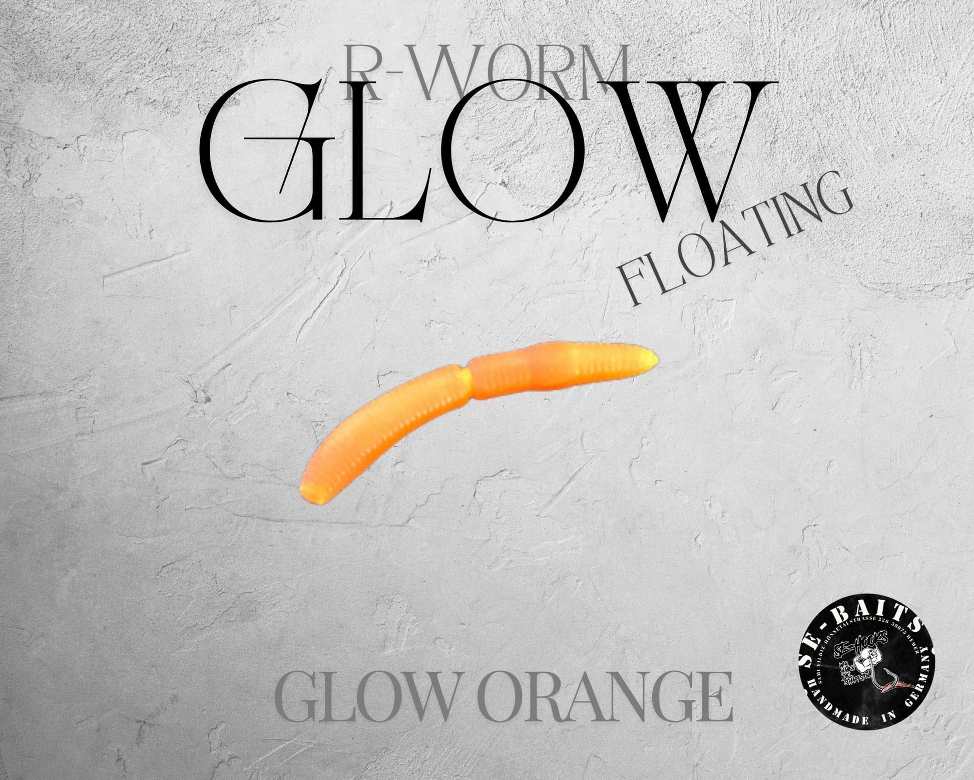 Schwimmender Gummiköder SE-BAITS R-WORM GLOW EXTREME in leuchtender Farbe, detailreiche Textur, ideal für Angeln.