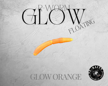 Schwimmender Gummiköder SE-BAITS R-WORM GLOW EXTREME in leuchtender Farbe, detailreiche Textur, ideal für Angeln.