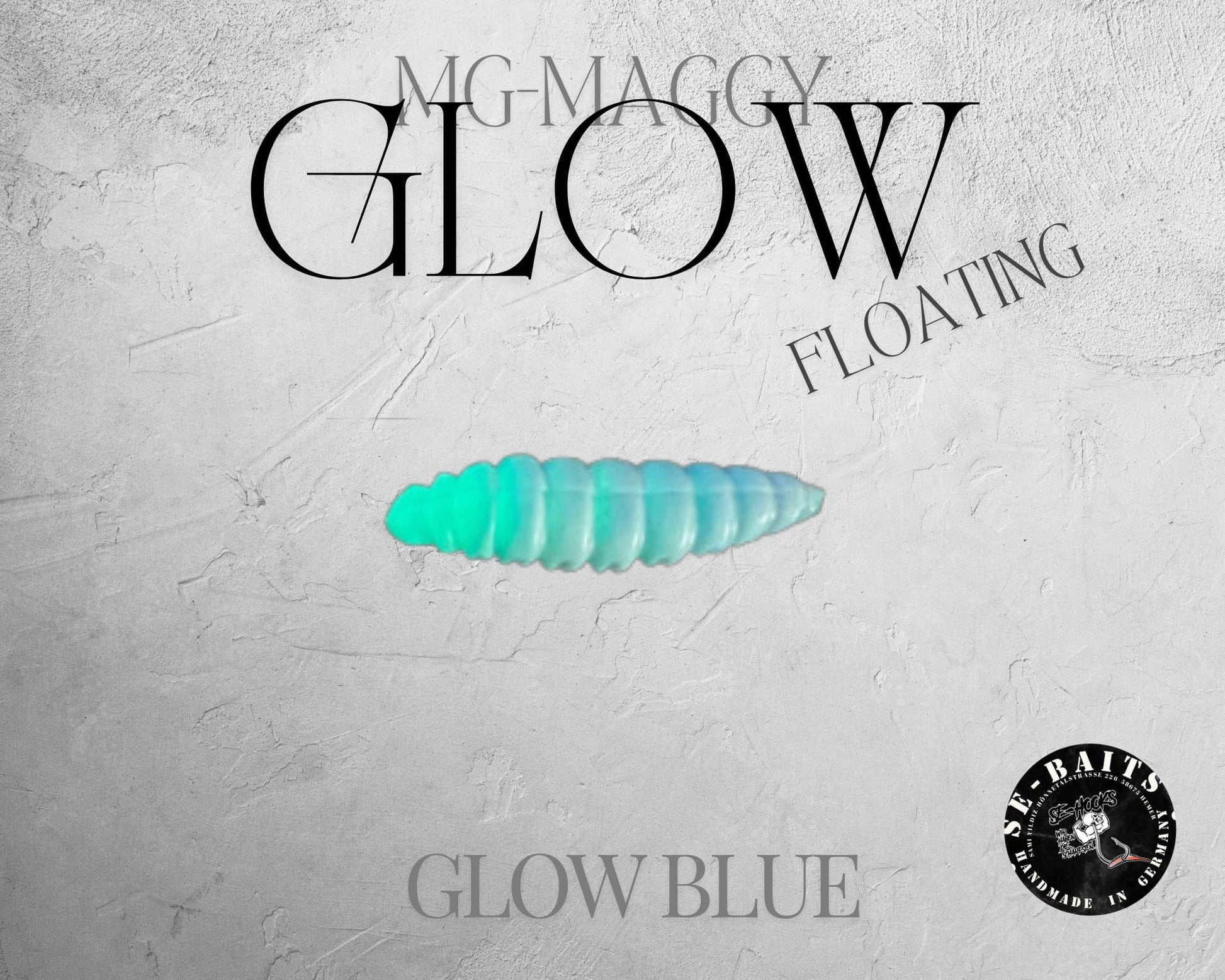 SE-BAITS MG Maggy Glow Extreme floating gummiköder in vibrant colors, showcasing its unique design for effective fishing.