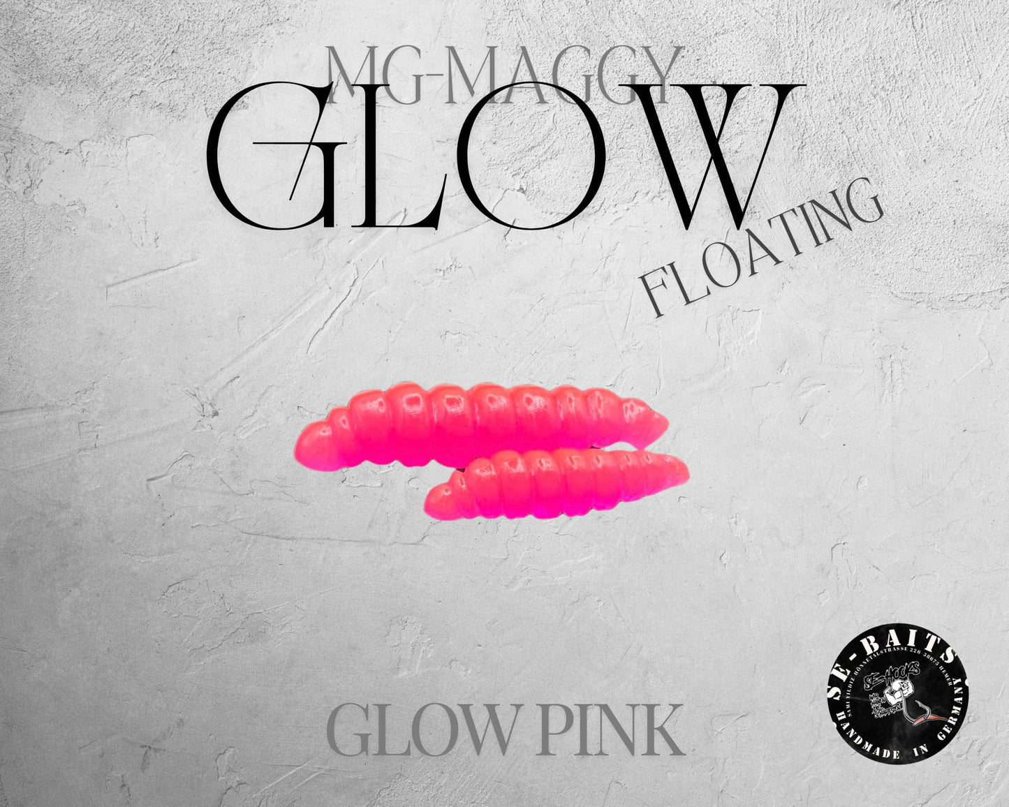 SE-BAITS MG Maggy Glow Extreme Floating gummiköder in vibrant colors, showcasing its unique shape and design.