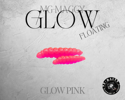 SE-BAITS MG Maggy Glow Extreme Floating gummiköder in vibrant colors, showcasing its unique shape and design.