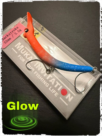 Mukai Backstroke 55 S wobbler in vibrant colors, showcasing its realistic design for effective fishing.