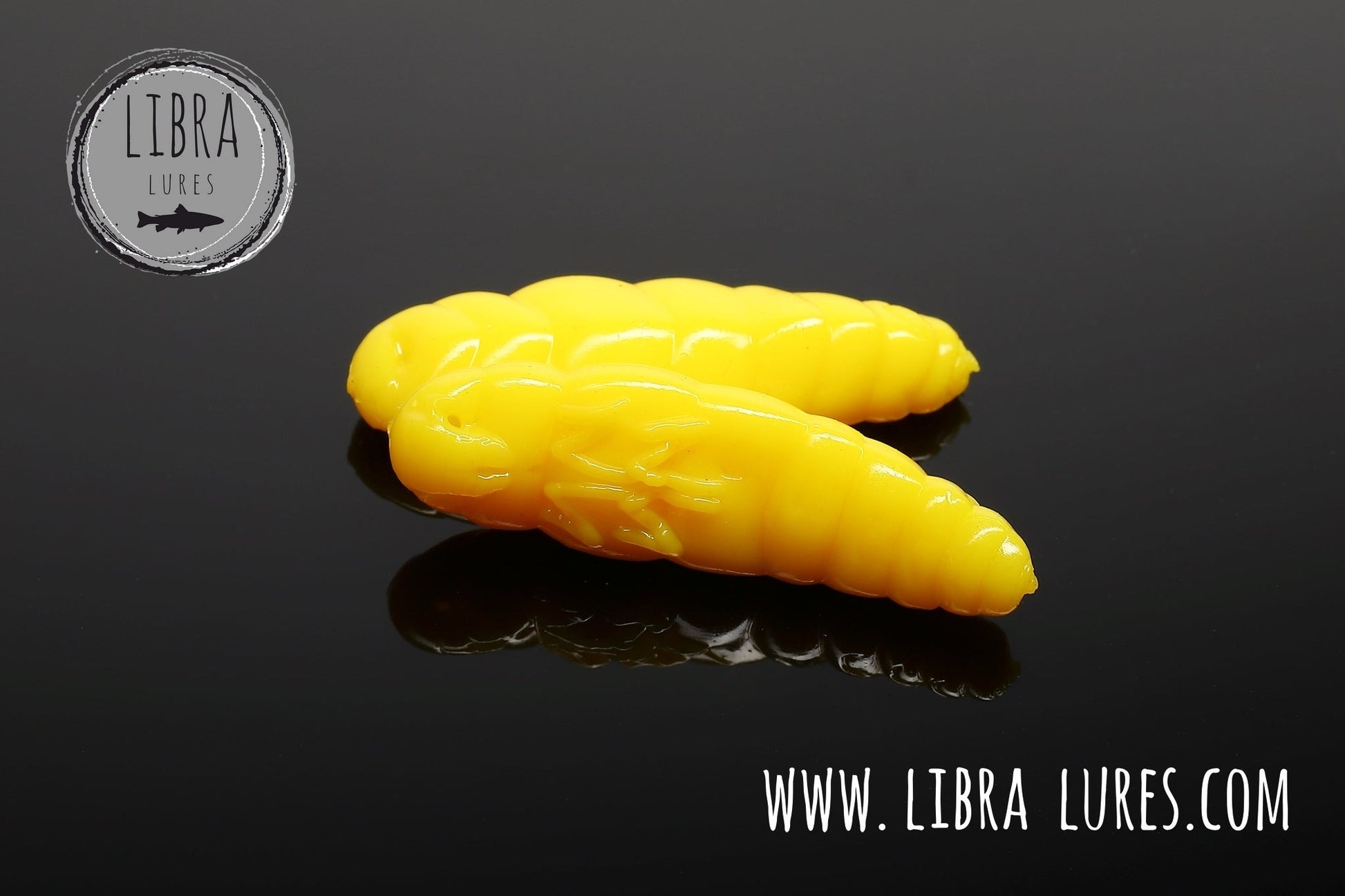 Libra Lures Largo Forellen Gummiköder mit Aroma, auftreibend, gelbe Farbe, flexible Oberfläche, Angelköder für Forellen.