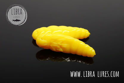 Libra Lures Largo Forellen Gummiköder mit Aroma, auftreibend, gelbe Farbe, flexible Oberfläche, Angelköder für Forellen.
