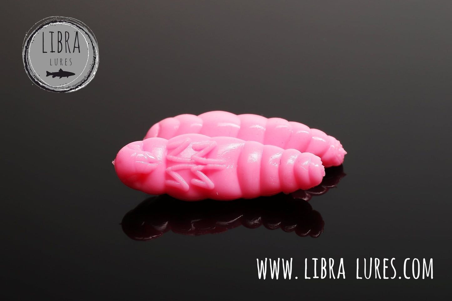 Libra Lures Largo Forellen Gummiköder mit Aroma, auftreibend, in Bubblegum-Farbe, detailreiche Nahaufnahme