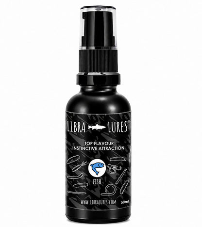 Libra Lures Aroma Spray Flavour Attractant für Angeln, zeigt Flasche mit Fisch-Aroma-Spray, ideal zum Anlocken von Fischen