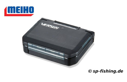 Meiho VS-318 SD Tacklebox mit Köderhalter, geöffnete Angelbox mit Fächern für Köder und Angelzubehör