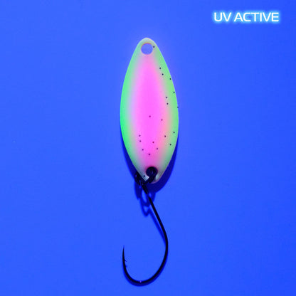 Fangenswert MIC 1.3 g EA03 Glow Löffel mit UV-Design, leuchtendes Angelblei für Angeln im Dunkeln