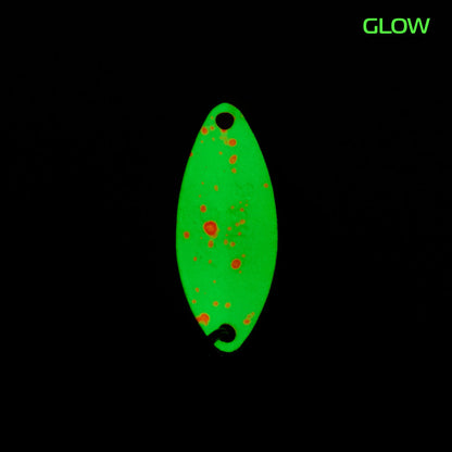 Fangenswert MIC 1.3 g EA03 Glow Löffel, leuchtende Angelblei, detailreiche Ansicht des glühenden Angelkörpers