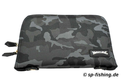 Wasserland Spoon Wallet Tasche aus Leder, mit Reißverschluss und Kartenfächern, in natürlicher brauner Farbe, auf weißem Hintergrund