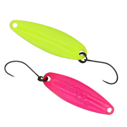 Fangenswert RAFFT spoon in color EA01, showcasing its sleek design and unique shape for effective fishing.