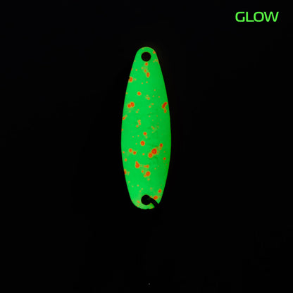 Fangenswert RAFFT EA03 glow spoon showcasing a vibrant glow design and detailed back view for fishing enthusiasts.