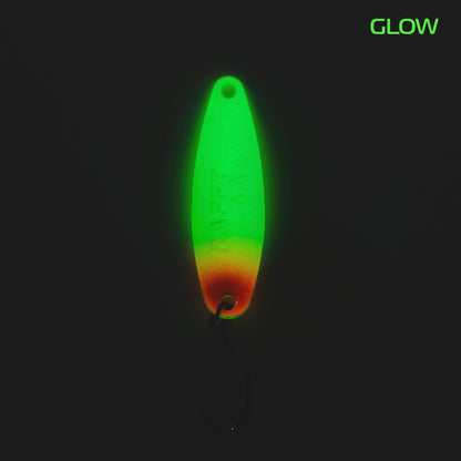 Fangenswert RAFFT 4.6g EA04 Glow spoon showing a vibrant glow finish and detailed design on the back.