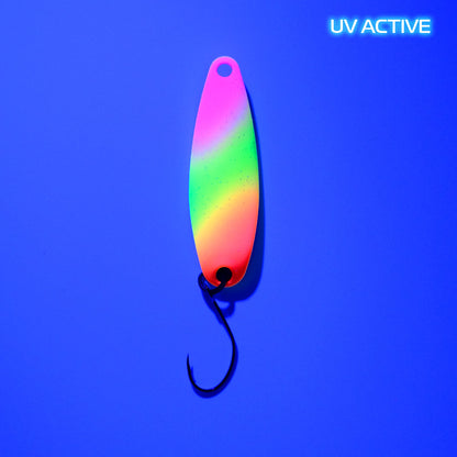 Fangenswert RAFFT EA07 spoon lure in UV finish, showcasing vibrant colors and detailed design for fishing.