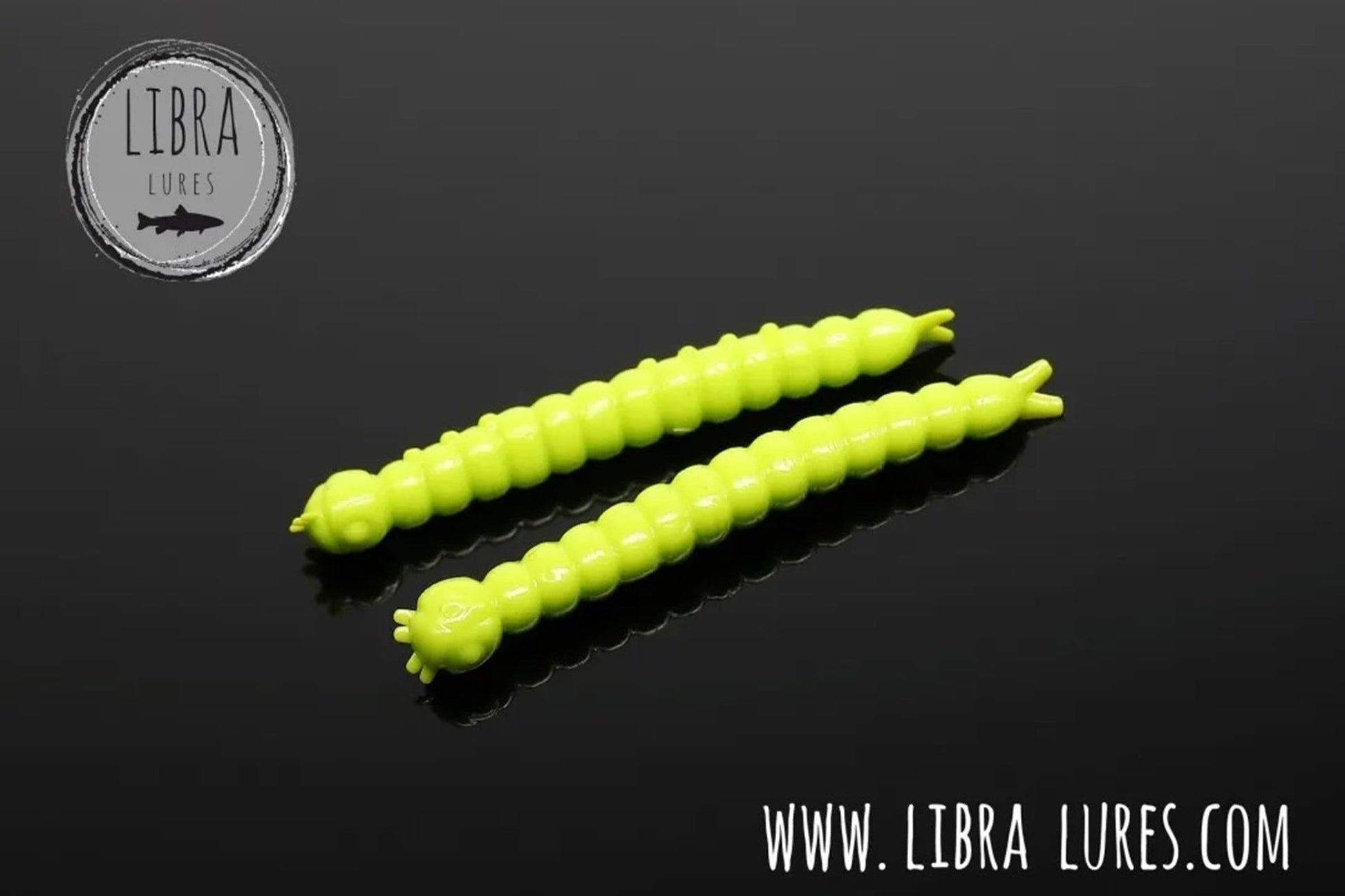 Libra Lures Slight Worm apple green floating soft bait with aroma for trout fishing in natural setting.