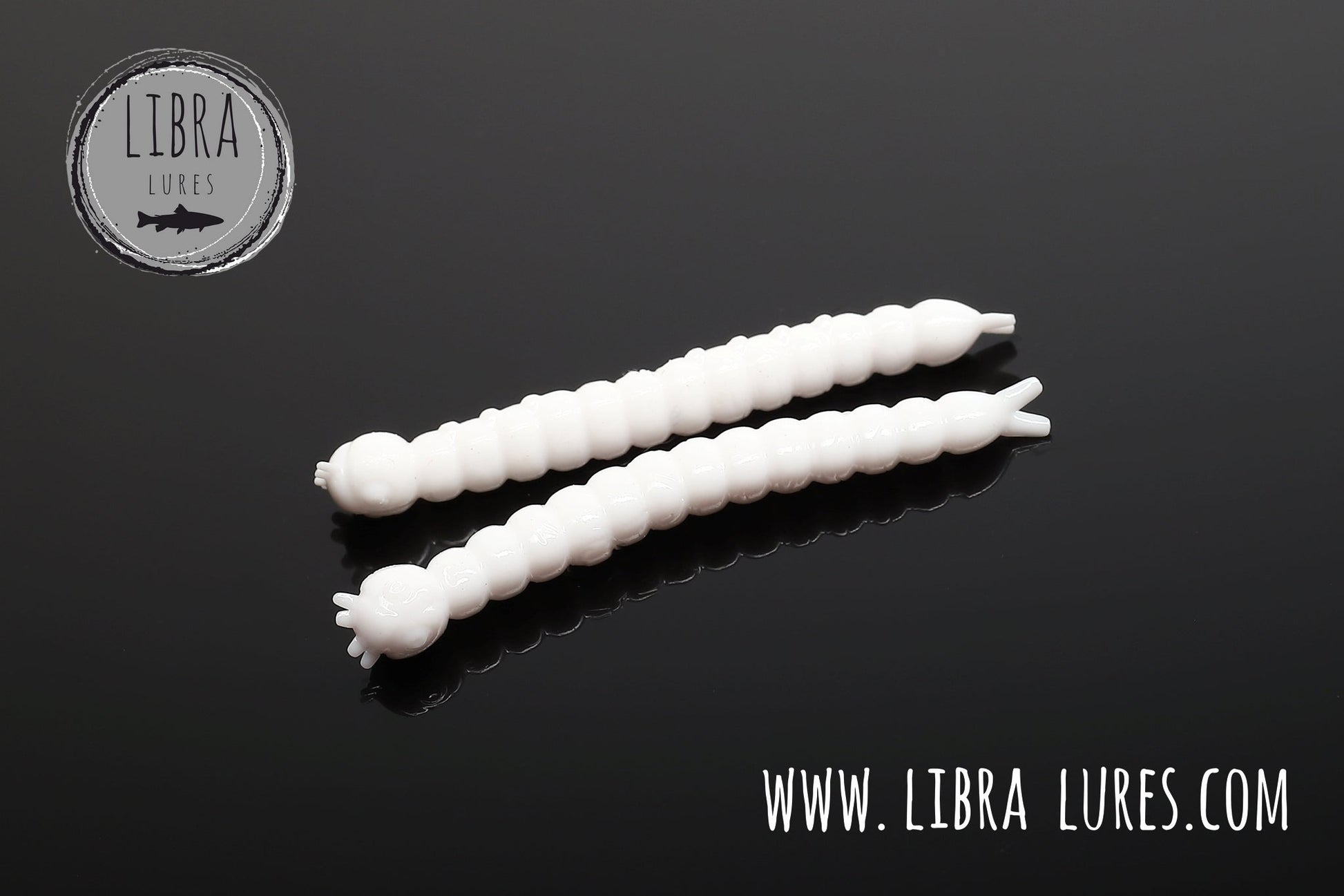 Libra Lures Slight Worm floating fishing lure, white color, featuring a soft texture and aroma for trout fishing.