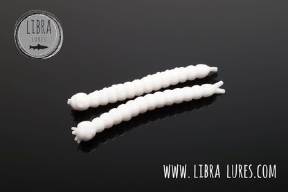 Libra Lures Slight Worm floating fishing lure, white color, featuring a soft texture and aroma for trout fishing.