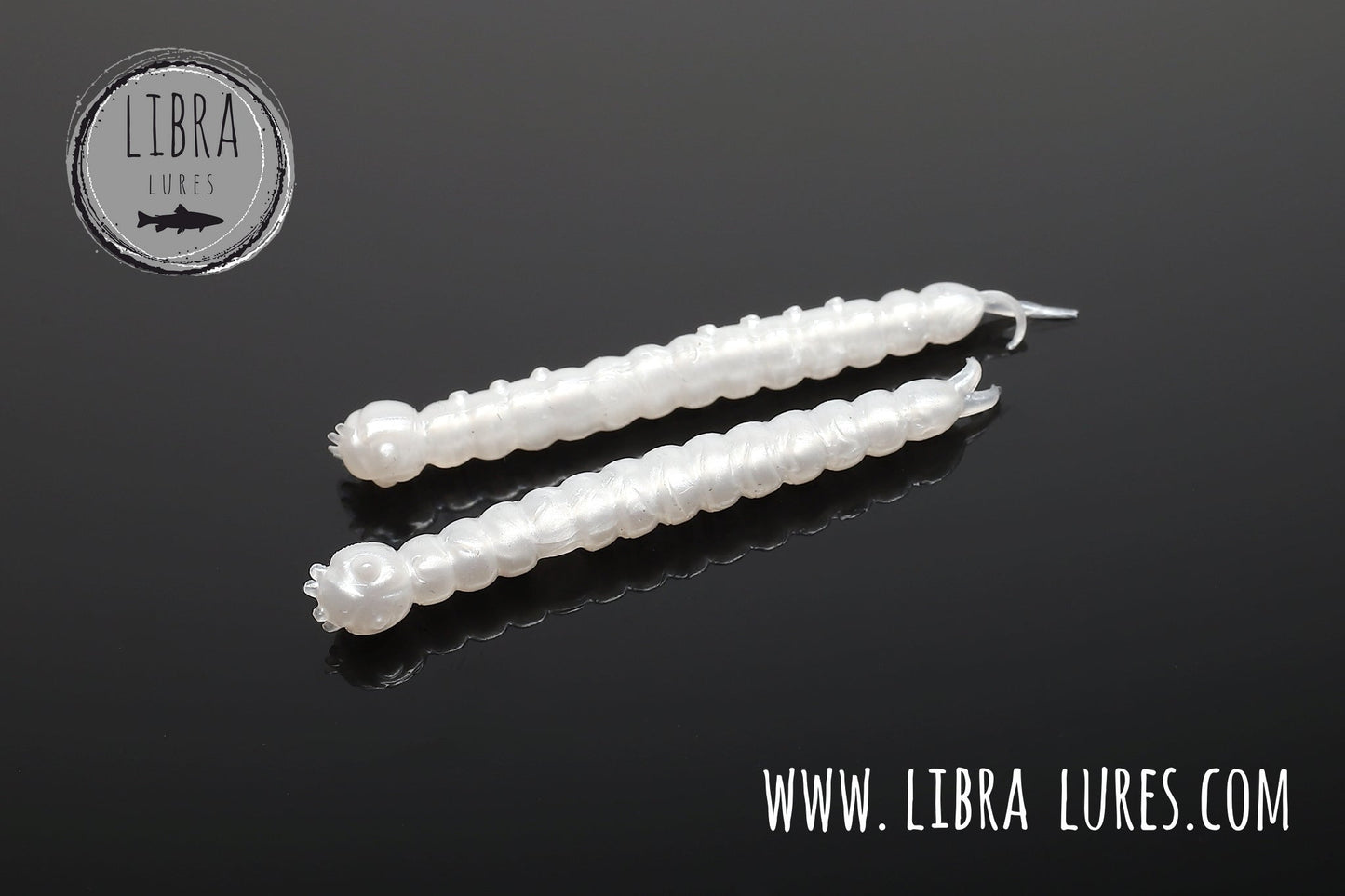 Libra Lures Slight Worm floating soft bait in silver pearl color, designed for trout fishing with added aroma.