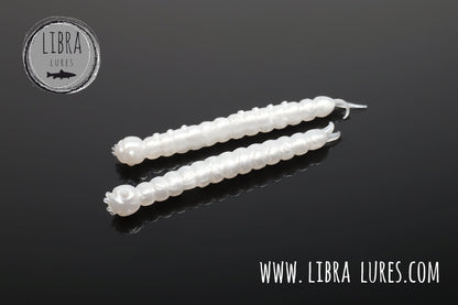 Libra Lures Slight Worm floating soft bait in silver pearl color, designed for trout fishing with added aroma.