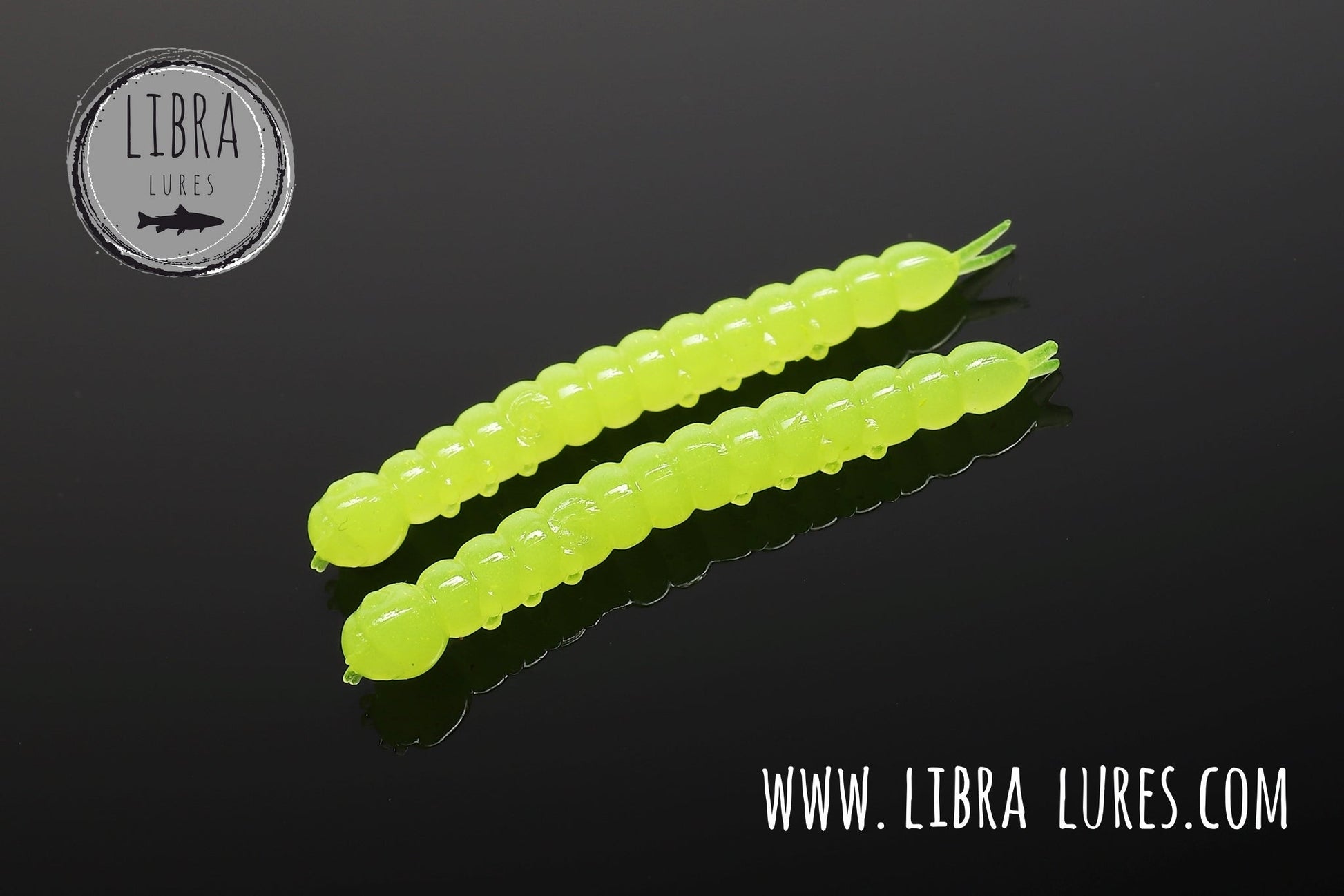 LIBRA LURES Slight Worm floating rubber bait in hot yellow with aroma, ideal for trout fishing.