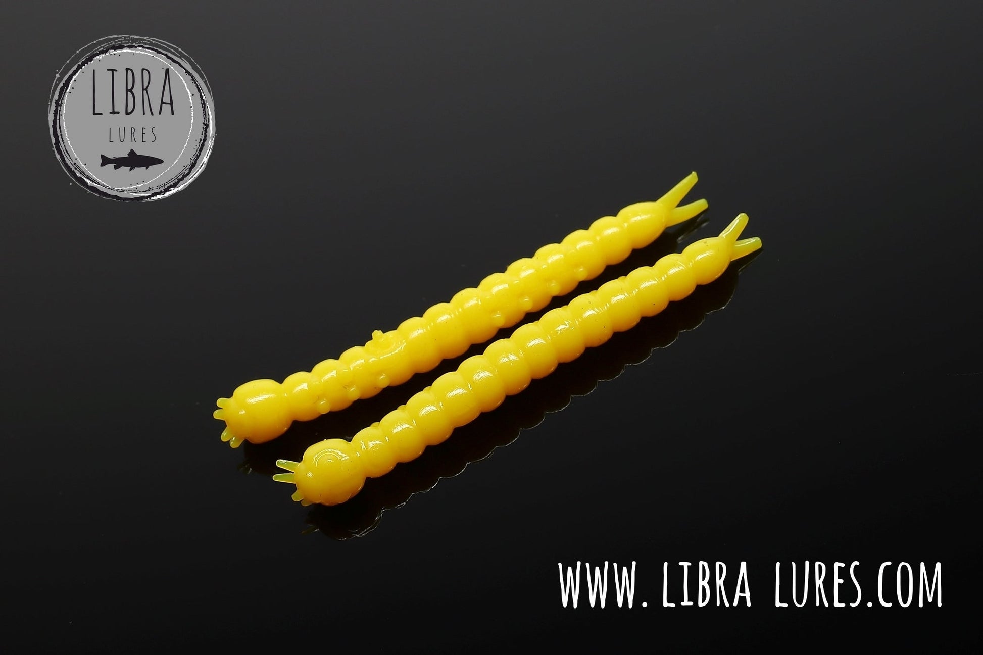 Libra Lures Slight Worm yellow floating soft bait with aroma for fishing, showcasing its realistic design and texture.