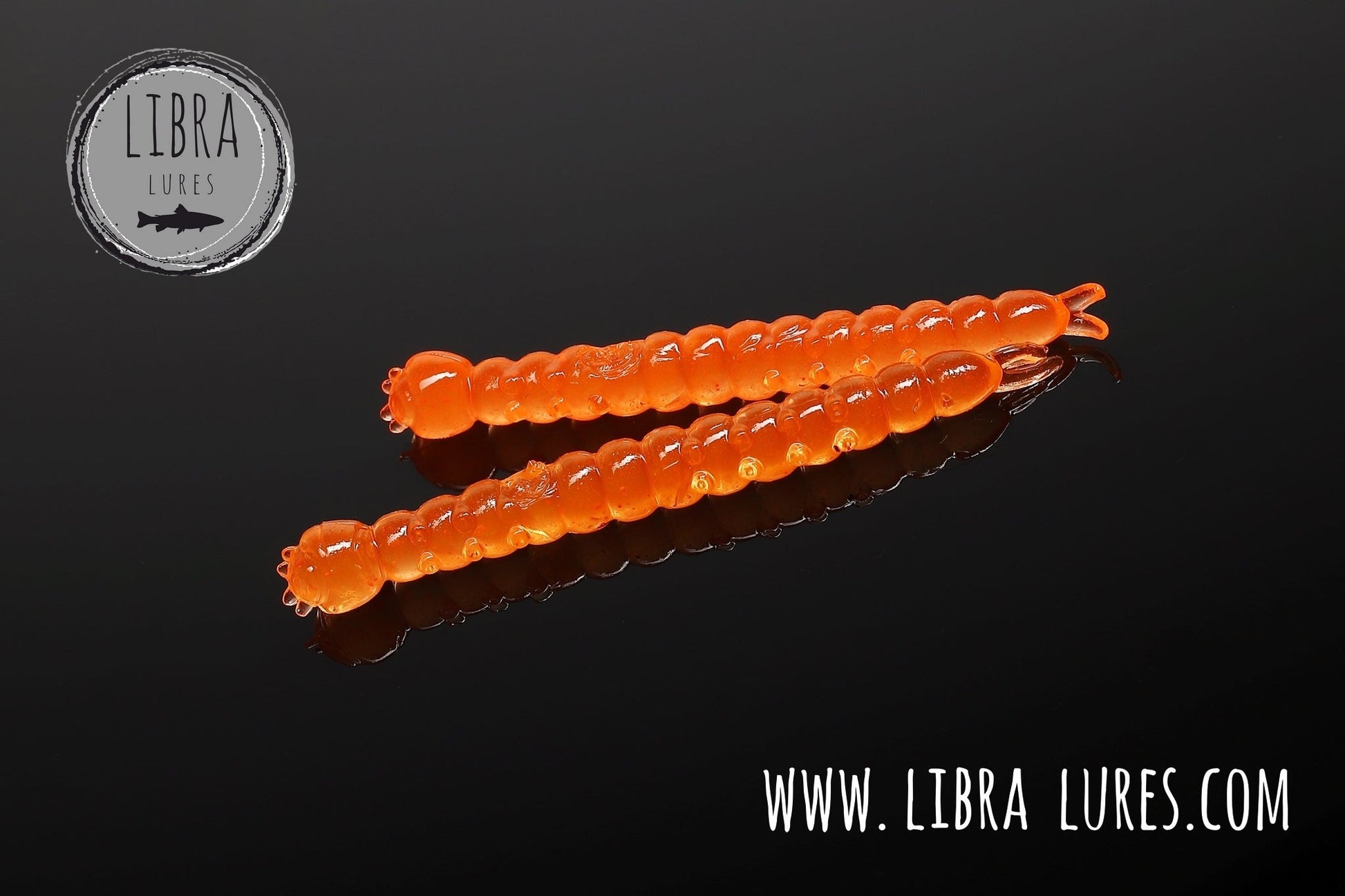 Libra Lures Slight Worm in hot orange, a floating gummy bait with aroma for fishing.