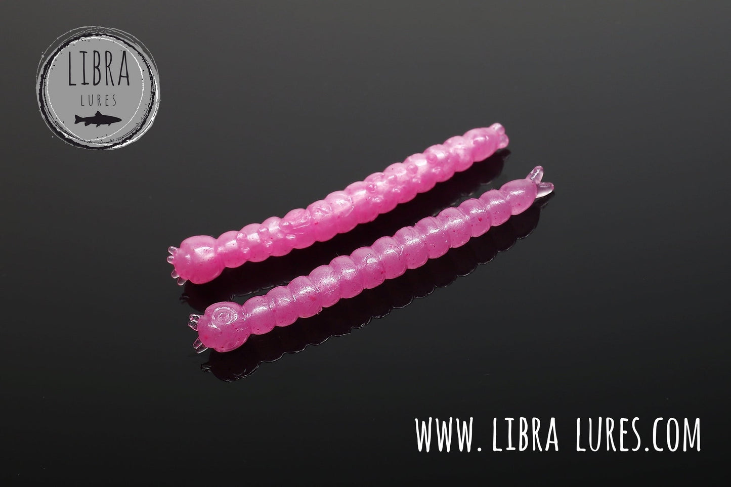 Libra Lures Slight Worm pink pearl Gummiköder, floating trout bait with aroma, displayed on a white background.