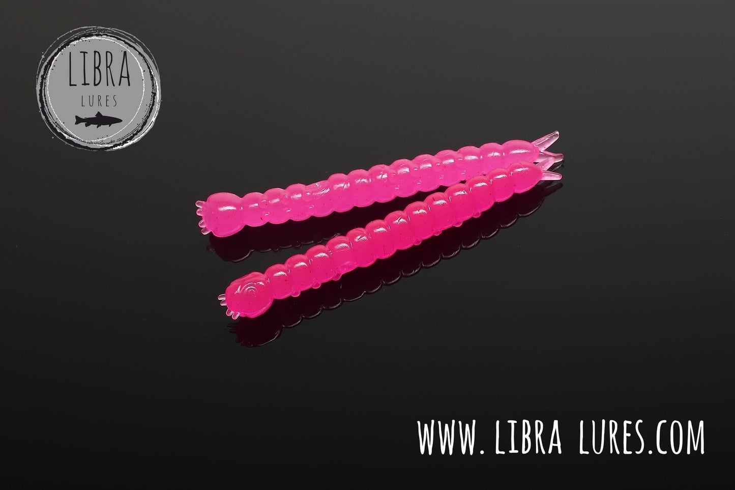 Libra Lures Slight Worm floating rubber bait in hot pink, designed for trout fishing with aromatic features.