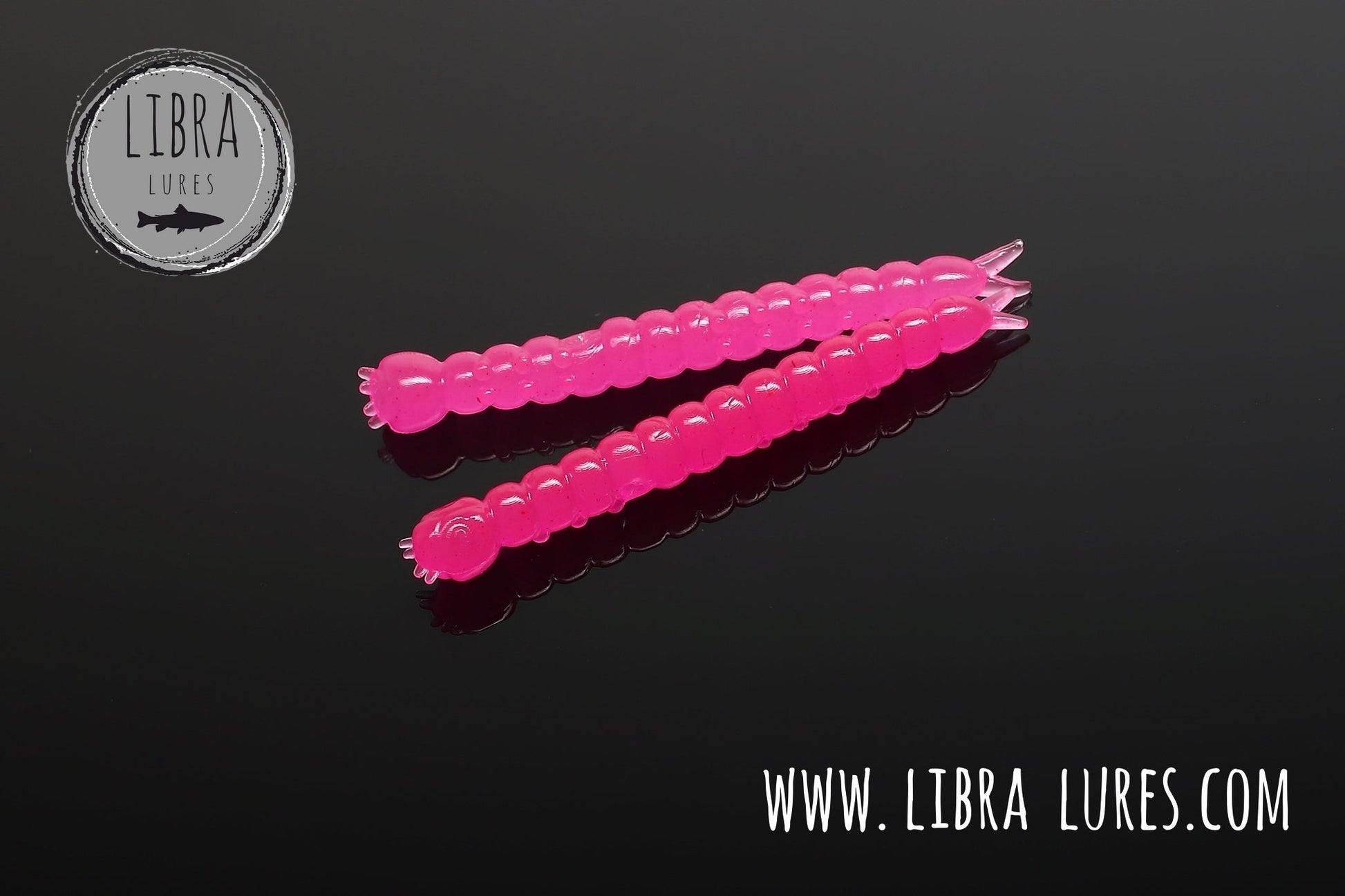 Libra Lures Slight Worm floating rubber bait in hot pink, designed for trout fishing with aromatic features.