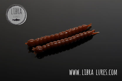 LIBRA LURES SLIGHT WORM brown Gummiköder with aroma, featuring a realistic worm design for fishing.