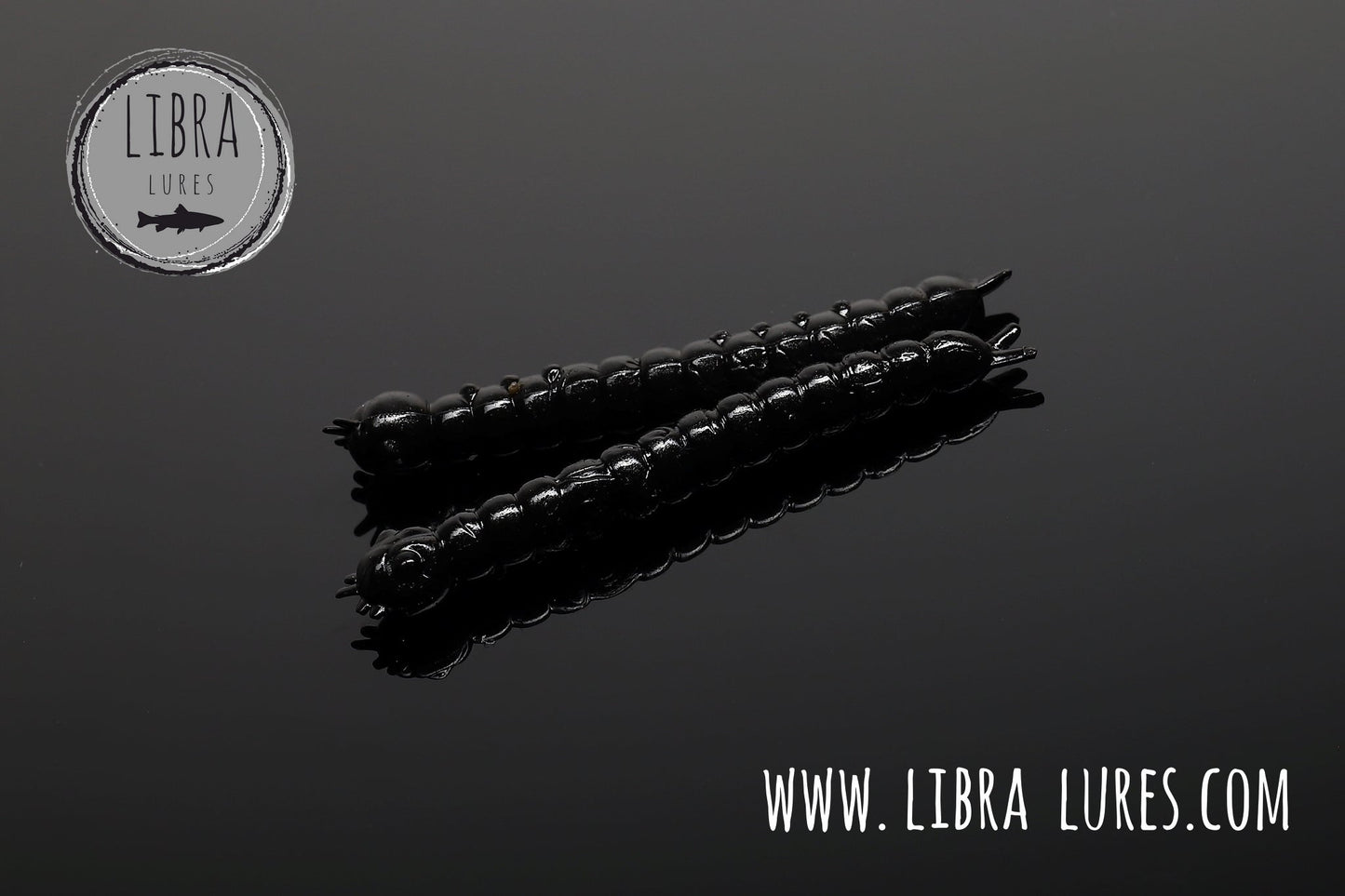Libra Lures Slight Worm black floating rubber bait with aroma, showcasing its lifelike design and texture for fishing.