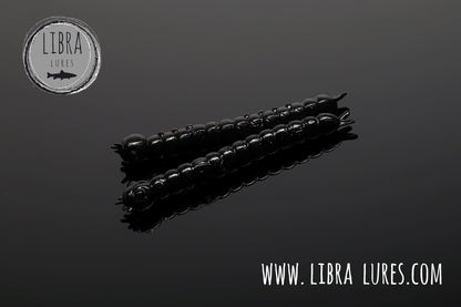 Libra Lures Slight Worm black floating rubber bait with aroma, showcasing its lifelike design and texture for fishing.