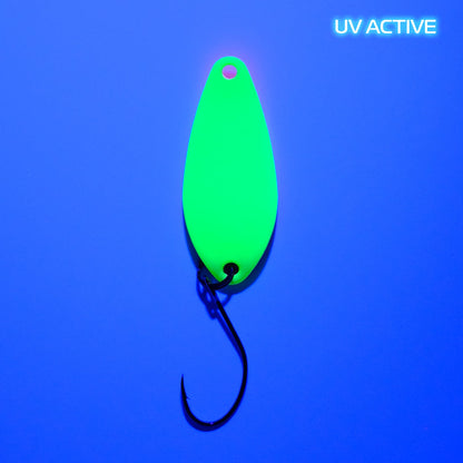 Fangenswert TAKT spoon in 2.5 g size, featuring a sleek design and vibrant colors, shown from the front.
