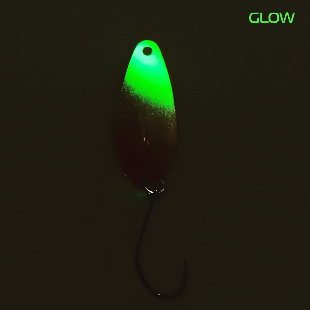 Fangenswert TAKT 2.5 g Löffel, schimmerndes Glow-Design, hochwertiges Angelausrüstungszubehör, langlebig und funktional