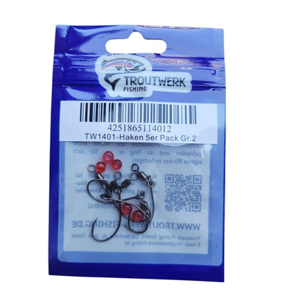 Troutwerk Inlineblinker 15g Meerforellenblinker mit Haken, Wirbel und Perlen, für Angeln auf Meerforellen.