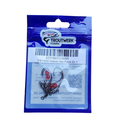 Troutwerk Inlineblinker 22g Meerforellenblinker mit Haken, Wirbel und Perlen, in einem 5er-Pack, zum Angeln auf Meerforellen