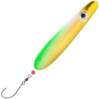 Troutwerk Inlineblinker 22g, 7,4cm, Meerforellenblinker, silberfarben mit rot-weißer Spitze, für Meerforellenangeln