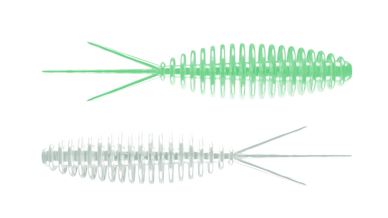 LIBRA LURES Turbo Worm Gummiköder in Glow UV Green, featuring a buoyant design with aroma for effective fishing.