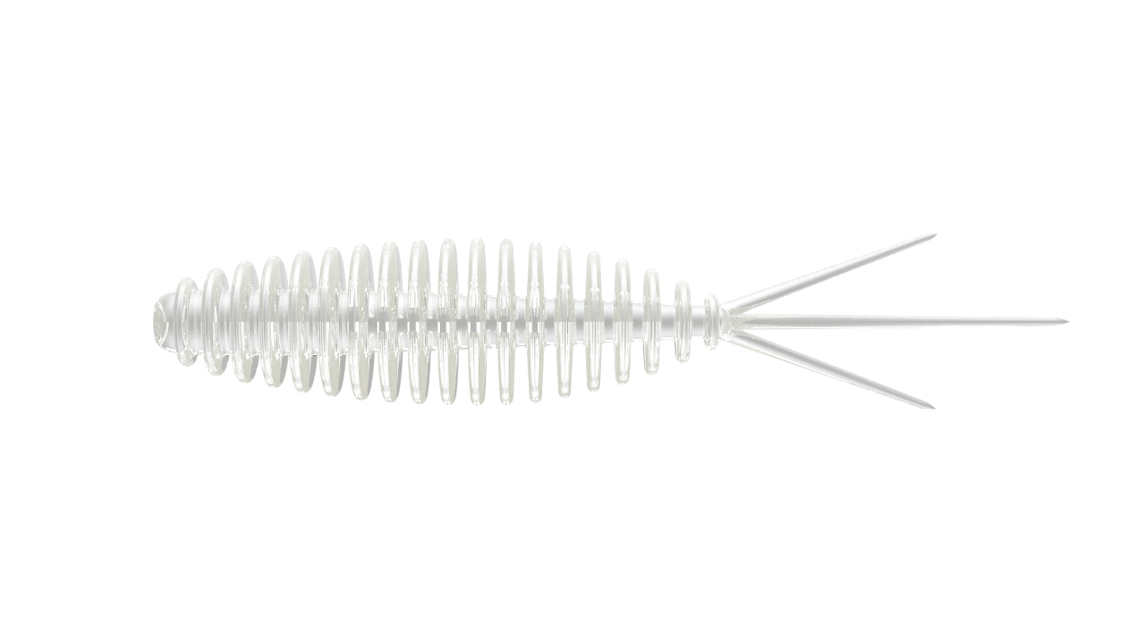 Silver Pearl Turbo Worm Gummiköder by Libra Lures, showcasing a soft, buoyant design with aroma for fishing.
