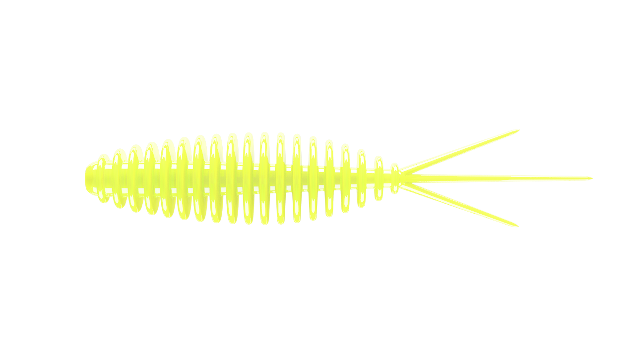 LIBRA LURES Turbo Worm in hot yellow, a buoyant, aromatic soft bait for trout fishing.