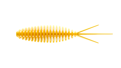 LIBRA LURES Turbo Worm dark yellow floating rubber bait with aroma, ideal for trout fishing and attracting fish.