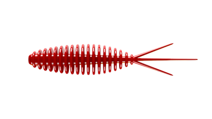 LIBRA LURES Turbo Worm in red, floating rubber lure for trout fishing with aroma, showcasing detailed texture and color.
