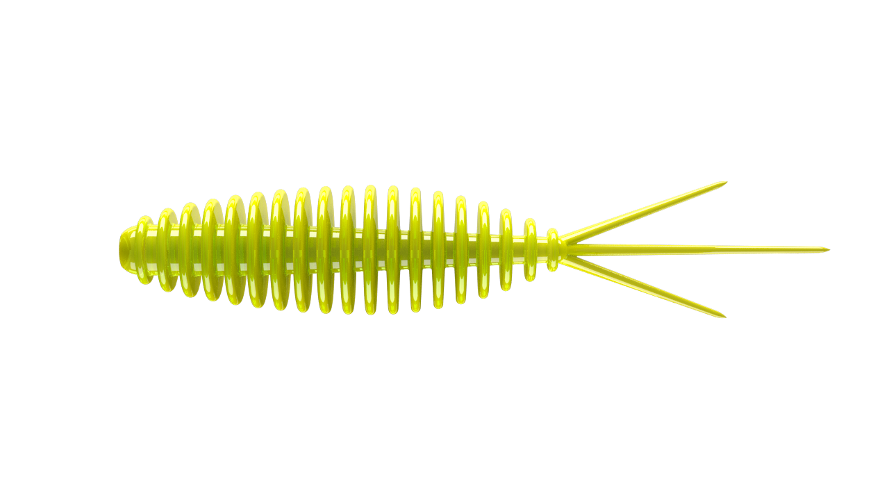LIBRA LURES Turbo Worm in apple green, a buoyant scented rubber bait for trout fishing.