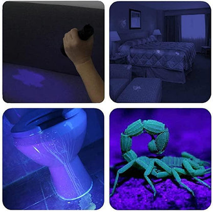 Aluminium 9 LED UV Schwarzlicht Leuchte 5er SET - Outdoor Taschenlampe Prüflampe - SP-Fishing