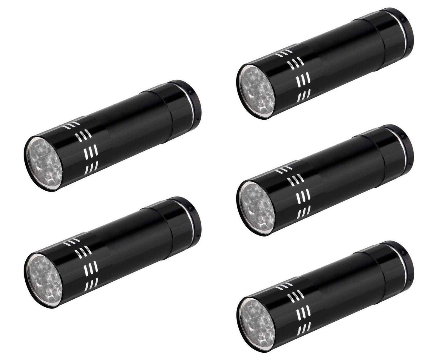 Aluminium 9 LED UV Schwarzlicht Leuchte 5er SET - Outdoor Taschenlampe Prüflampe - SP-Fishing