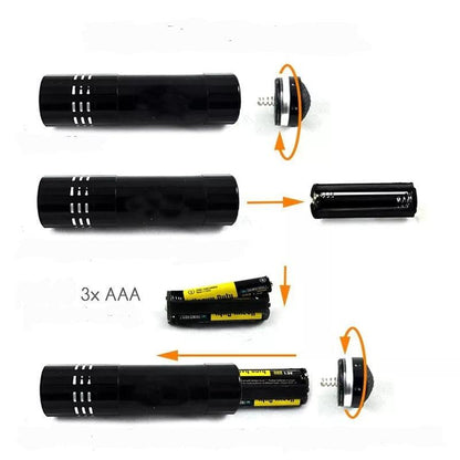 Aluminium 9 LED UV Schwarzlicht Leuchte - Outdoor Taschenlampe - SP-Fishing